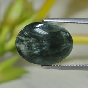 Serafinite naturale verde da 7,43 ct, taglio ovale, opaco