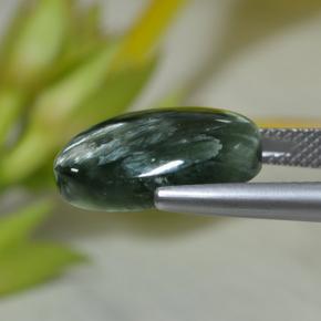Serafinite naturale verde da 7,43 ct, taglio ovale, opaco