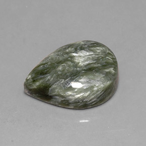 Serafinite naturale verde da 8,12 ct, taglio a pera, opaco