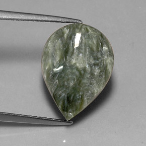 Serafinite naturale verde da 8,12 ct, taglio a pera, opaco