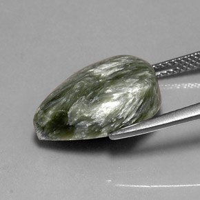 Serafinite naturale verde da 8,12 ct, taglio a pera, opaco