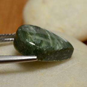 Serafinite naturale verde da 7,98 ct, taglio a pera, opaco