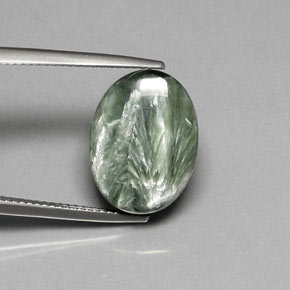 Serafinite naturale verde da 8,92 ct, taglio ovale, opaco