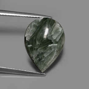 Serafinite naturale verde da 8,01 ct, taglio a pera, opaco