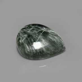 Serafinite naturale verde da 8,36 ct, taglio a pera, opaco