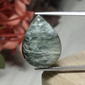 Serafinite naturale verde da 7,56 ct, taglio a pera, opaco