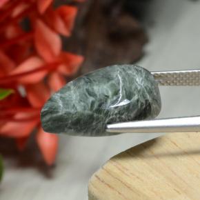 Serafinite naturale verde da 7,56 ct, taglio a pera, opaco
