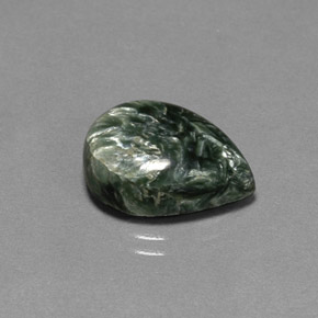 Serafinite naturale verde da 7,21 ct, taglio a pera, opaco