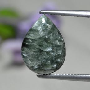Serafinite naturale verde da 8,19 ct, taglio a pera, opaco