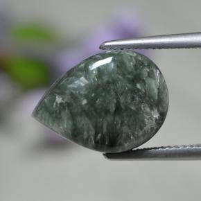 Serafinite naturale verde da 8,19 ct, taglio a pera, opaco