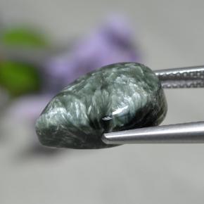 Serafinite naturale verde da 8,19 ct, taglio a pera, opaco