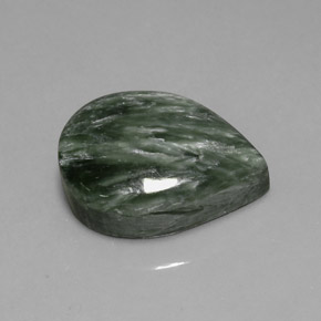 Serafinite naturale verde da 8,33 ct, taglio a pera, opaco
