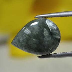 Serafinite naturale verde da 8,13 ct, taglio a pera, opaco