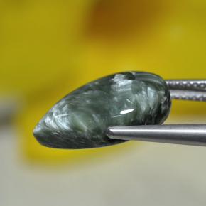 Serafinite naturale verde da 8,13 ct, taglio a pera, opaco