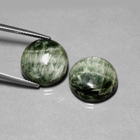 Gemme di Serafinito Verde naturale da  ct, Taglio rotondo, Opaco