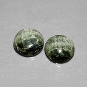 Gemme di Serafinito Verde naturale da  ct, Taglio rotondo, Opaco