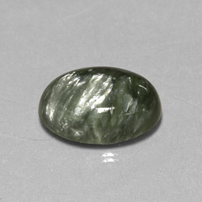 Serafinite naturale verde da 4,87 ct, taglio ovale, opaco
