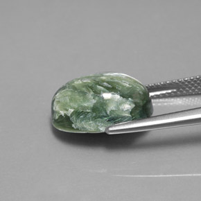 Serafinito Verde naturale da 6.71 ct, Taglio ovale, Opaco