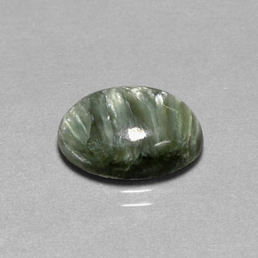 Serafinite naturale verde da 4,60 ct, taglio ovale, opaco