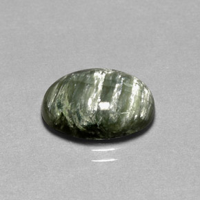 Serafinite naturale verde da 4,23 ct, taglio ovale, opaco