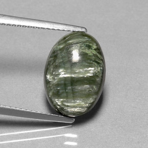 Serafinite naturale verde da 4,23 ct, taglio ovale, opaco