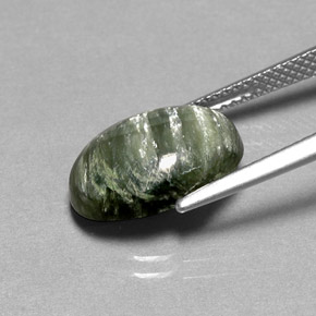 Serafinite naturale verde da 4,23 ct, taglio ovale, opaco