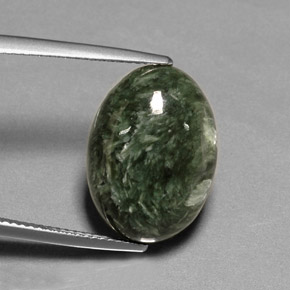Serafinito Verde naturale da 9.74 ct, Taglio ovale, Opaco