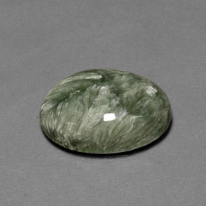Serafinito Verde naturale da 10.12 ct, Taglio ovale, Opaco