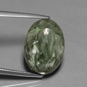 Serafinite naturale verde da 10,69 ct, taglio ovale, opaco