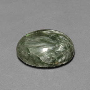 Serafinite naturale verde da 10,69 ct, taglio ovale, opaco