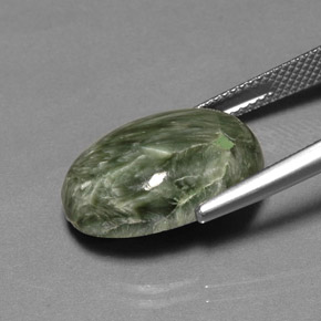 Serafinite naturale verde da 10,69 ct, taglio ovale, opaco