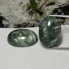 Serafinite naturale verde da 21,06 ct, taglio ovale, opaco