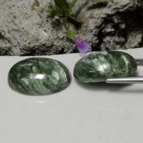 Serafinite naturale verde da 21,06 ct, taglio ovale, opaco