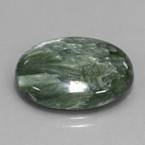 Serafinite naturale verde da 11,47 ct, taglio ovale, opaco