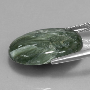 Serafinite naturale verde da 11,47 ct, taglio ovale, opaco