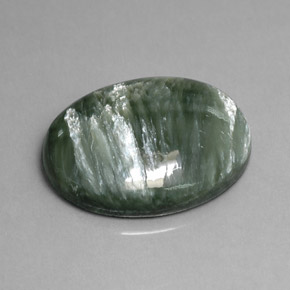 Serafinite naturale verde da 11,82 ct, taglio ovale, opaco