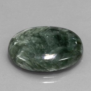 Serafinite naturale verde da 11,36 ct, taglio ovale, opaco