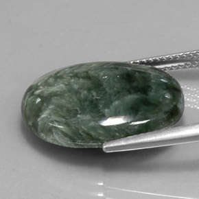 Serafinite naturale verde da 11,36 ct, taglio ovale, opaco