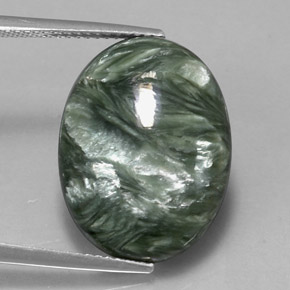 Serafinito Verde naturale da 11.14 ct, Taglio ovale, Opaco