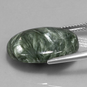 Serafinito Verde naturale da 11.14 ct, Taglio ovale, Opaco
