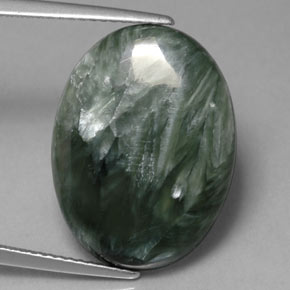Serafinito Verde naturale da 10.53 ct, Taglio ovale, Opaco