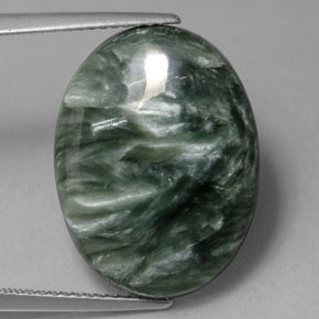 Serafinite naturale verde da 11,32 ct, taglio ovale, opaco