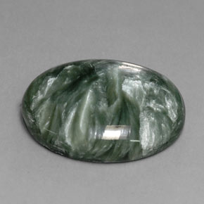 Serafinite naturale verde da 11,32 ct, taglio ovale, opaco