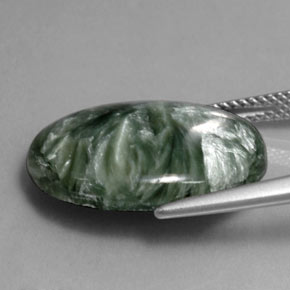 Serafinite naturale verde da 11,32 ct, taglio ovale, opaco