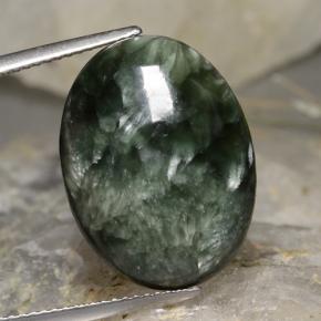 Serafinite naturale verde da 11,78 ct, taglio ovale, opaco