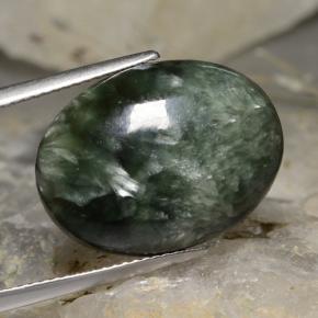 Serafinite naturale verde da 11,78 ct, taglio ovale, opaco