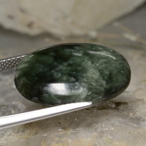 Serafinite naturale verde da 11,78 ct, taglio ovale, opaco
