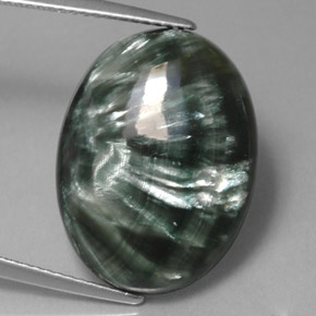 Serafinito Verde naturale da 12.14 ct, Taglio ovale, Opaco