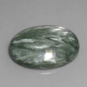 Serafinite naturale verde da 11,13 ct, taglio ovale, opaco