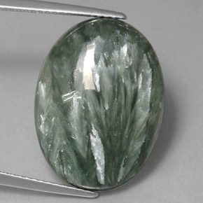 Serafinite naturale verde da 11,13 ct, taglio ovale, opaco